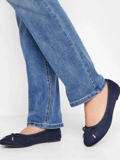 Lange Sally ballerina-imitatiesuèdeachtige pumps met wijde pasvorm*Long Tall Sally Clearance