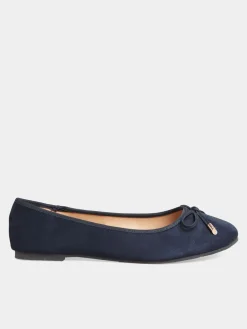 Lange Sally ballerina-imitatiesuèdeachtige pumps met wijde pasvorm*Long Tall Sally Clearance