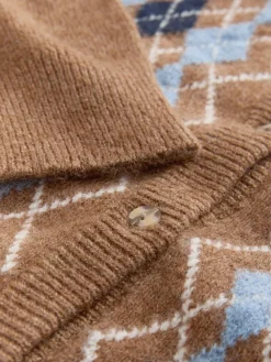 Argyle Knit Cardigan with A Touch Of Wool*Laura Ashley