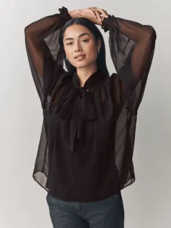 Chiffon Scarf Bow Blouse*Laura Ashley Sale