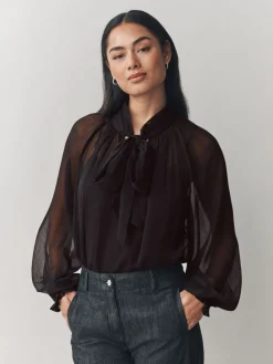 Chiffon Scarf Bow Blouse*Laura Ashley Sale