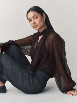 Chiffon Scarf Bow Blouse*Laura Ashley Sale