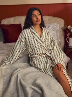 feestelijke Kerstmis roos Kelbrook gestreepte overslagbadjas*Laura Ashley Outlet