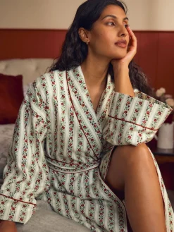 feestelijke Kerstmis roos Kelbrook gestreepte overslagbadjas*Laura Ashley Outlet