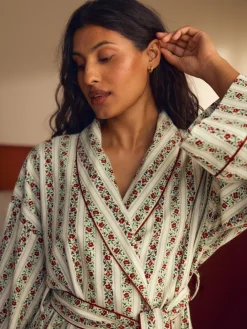 feestelijke Kerstmis roos Kelbrook gestreepte overslagbadjas*Laura Ashley Outlet