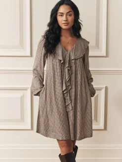 Heritage Check Ruffle Front Mini Dress*Laura Ashley Online