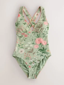 Textured Plunge Tummy Control Swimsuit*Laura Ashley Online