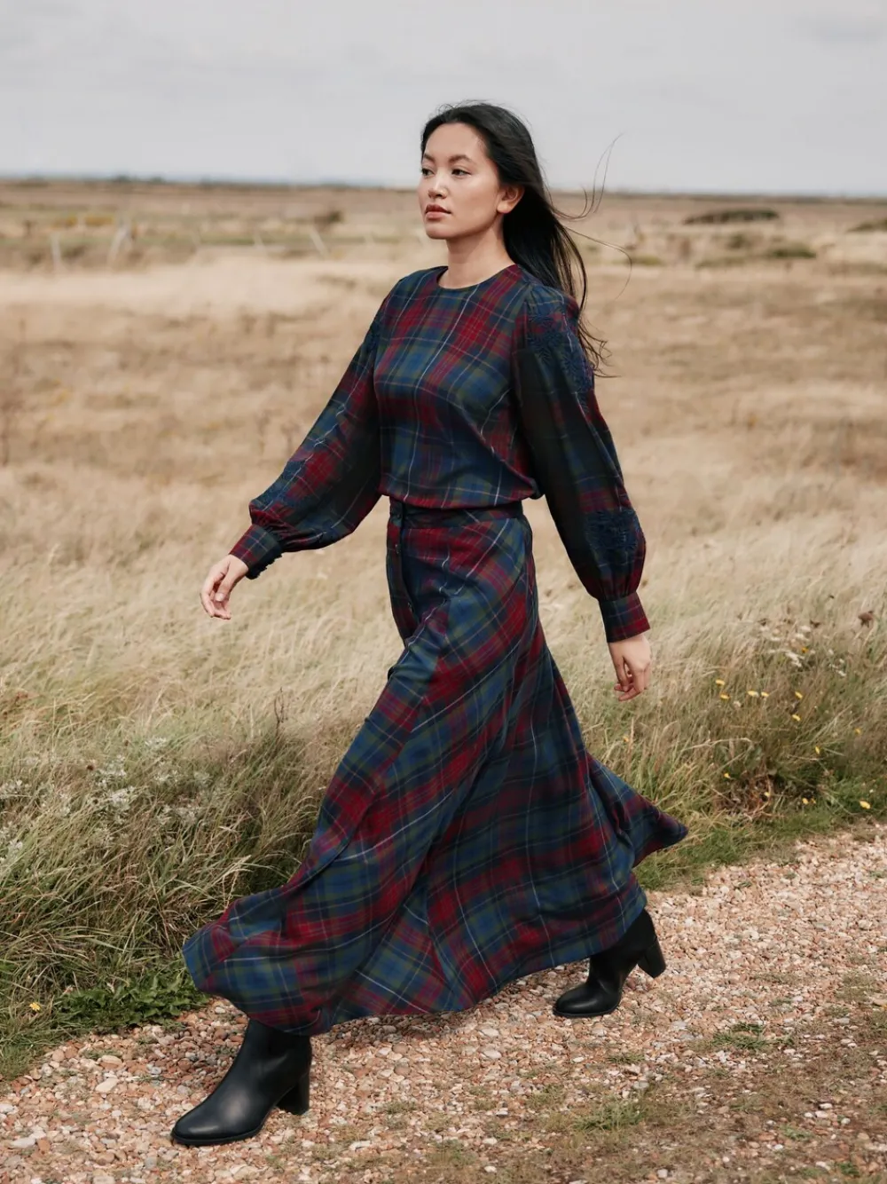 Viscose Check Co-ord Maxi Skirt*Laura Ashley Online