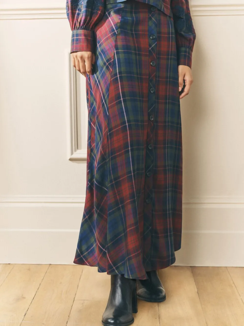 Viscose Check Co-ord Maxi Skirt*Laura Ashley Online