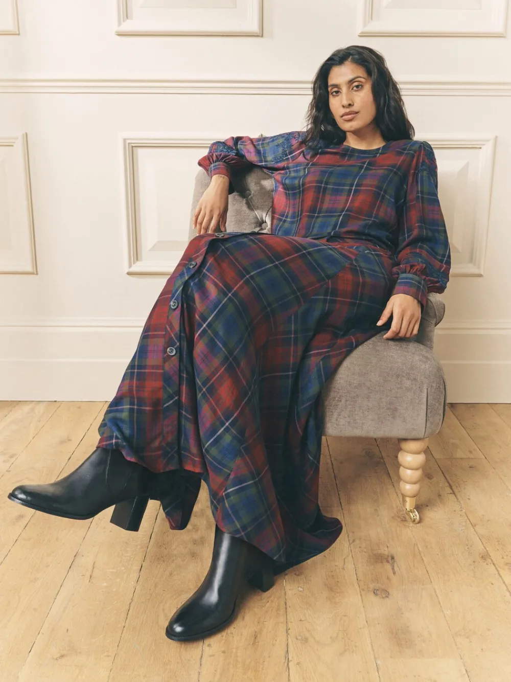 Viscose Check Co-ord Maxi Skirt*Laura Ashley Online