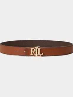 - 2,5cm Omkeerbare kiezelkleurige leren riem met logo*Lauren Ralph Lauren Sale