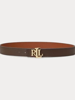 - 2,5cm Omkeerbare kiezelkleurige leren riem met logo*Lauren Ralph Lauren Sale