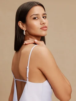 Lavendelpaars - Lange satijnen Maxi-jurk met watervalhals voor bruiloftsgasten*Next Online