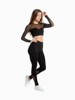 Legging met hoge taille en mesh inzetstuk*Pineapple Hot