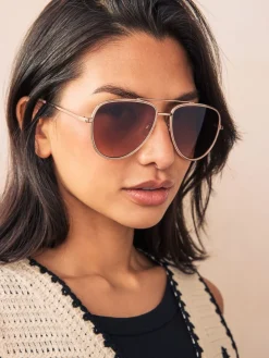 Licht beige - Bling pilotenzonnebril*Next Online