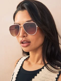 Licht beige - Bling pilotenzonnebril*Next Online