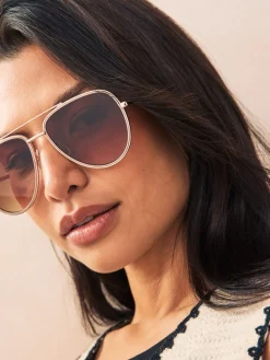 Licht beige - Bling pilotenzonnebril*Next Online