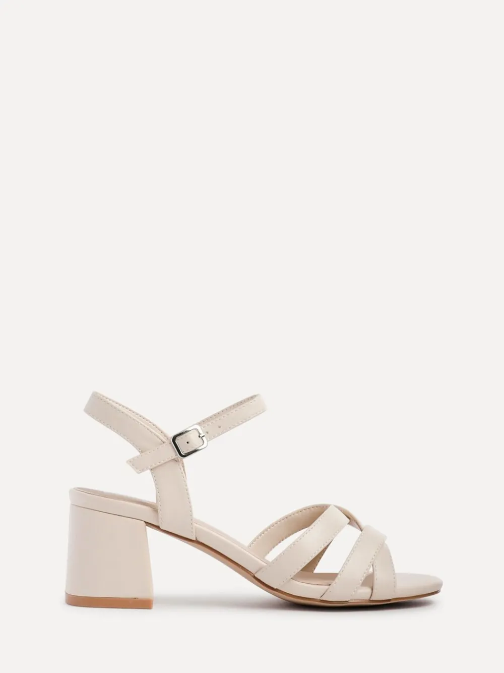 Licht beige - Flair sandalen met hak en kruisbandjes aan de voorkant*Linzi Online