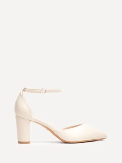 Licht beige - Leona pumps met blokhak en dichte hiel*Linzi Sale