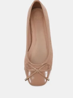 - CAPRICORN Soft Sqaure Toe Cap Bow Ballerinas*Novo Clearance