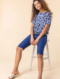 Lichtblauw - - Knielange stretchshort*Roman