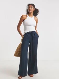 - Tie Waist Wide Leg Linen Mix Trousers*Simply Be Best