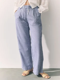 Lichtblauw - Stay Smart linnenrijke broek met bolvormige pijpen*Next Online