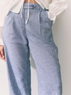 Lichtblauw - Stay Smart linnenrijke broek met bolvormige pijpen*Next Online