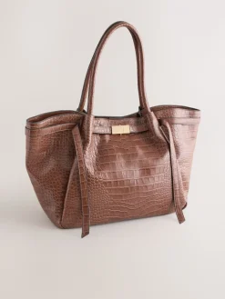 Lichtbruin - Belted Croc Shoulder Bag*Next New