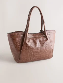 Lichtbruin - Belted Croc Shoulder Bag*Next New