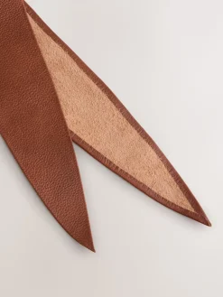 Lichtbruin - Brede leren riem met knoopdetail*Next Best