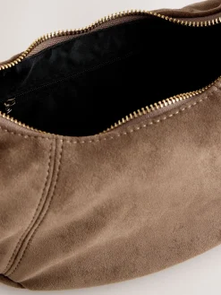 Lichtbruin - Faux Suede Sling Shoulder Bag*Next Best