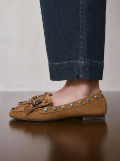 Lichtbruin - Forever Comfort® Leather Loafers With Fringing*Next