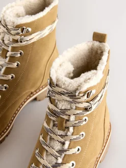 Lichtbruin - Forever Comfort® veterlaarzen met imitatiebontvoering*Next