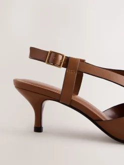 - Forever Comfort® Leather Weave Point Toe Slingback Heels*Next New