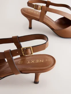 - Forever Comfort® Leather Weave Point Toe Slingback Heels*Next New