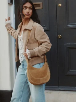 Lichtbruin - Leather Scoop Cross Body Bag*Next Discount