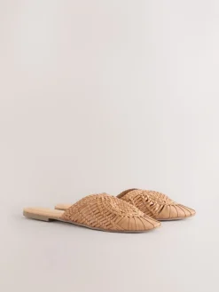- Leather Slip-On Weave Mules*Next Online
