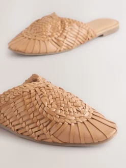 - Leather Slip-On Weave Mules*Next Online