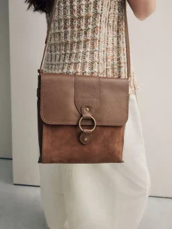 Lichtbruin - Leren messenger-tas met vak*Next Clearance