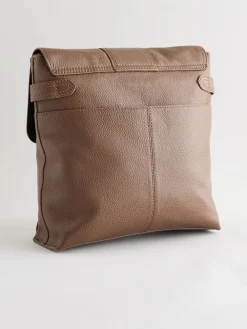 Lichtbruin - Leren messenger-tas met vak*Next Clearance