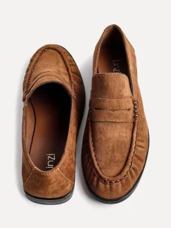 - Belmont suède leren instappers met ruches*Linzi Sale