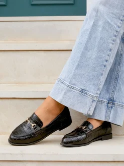 - Maison Croc Effect Loafers With Buckle Detail*Linzi