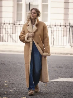 Lichtbruin - Maxi-jas van schapenvacht*Next Outlet