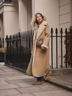 Lichtbruin - Maxi-jas van schapenvacht*Next Outlet