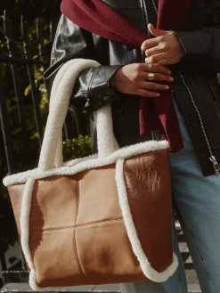 Lichtbruin - PU Borg Tote Bag*Next