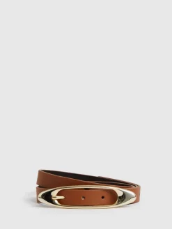- Evelina leren riem met ovale gesp*Reiss Discount