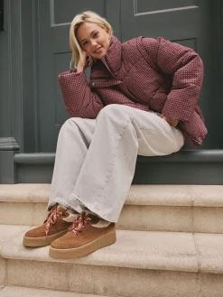 Lichtbruin - Signature Premium Leather Hiker Wedge Trainers*Next Hot