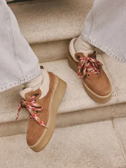 Lichtbruin - Signature Premium Leather Hiker Wedge Trainers*Next Hot