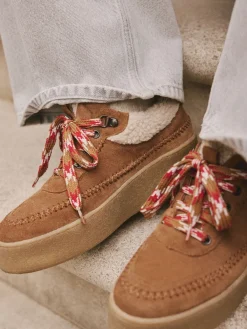 Lichtbruin - Signature Premium Leather Hiker Wedge Trainers*Next Hot